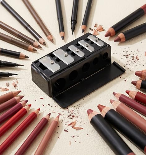 5-in-1 Cosmetic Pencil Sharpener with Clear Lid for Eyeliner & Lip Liner
