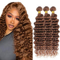30 Inch Light Brown Deep Wave Hair Bundles - 3 Peruvian Virgin Remy