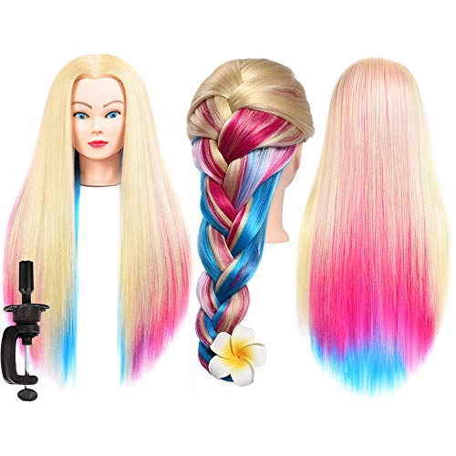 Mannequin Training Head 28" Synthetic Hair with Clamp