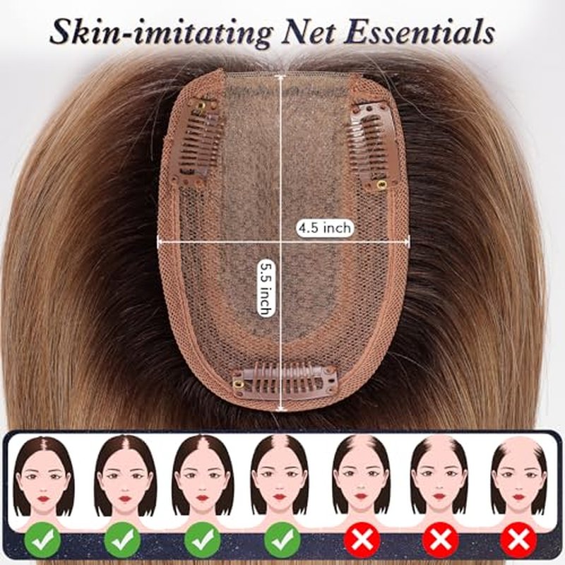 Starluck Real Human Hair Toppers for Women with Bangs - 14 Inch