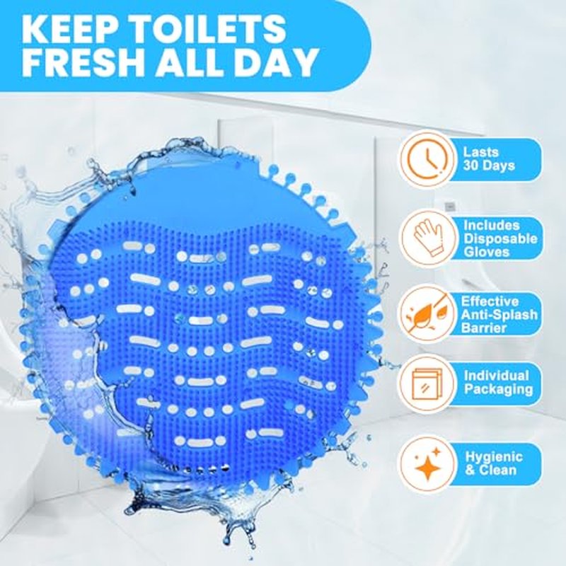 48-Pack Urinal Deodorizer Screens with 100 Gloves | 4 Scents