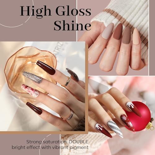 Modelones Gel Nail Polish Set Holiday Edition - Nude to Burgundy Glitter 6 Colors (B Holiday Set)