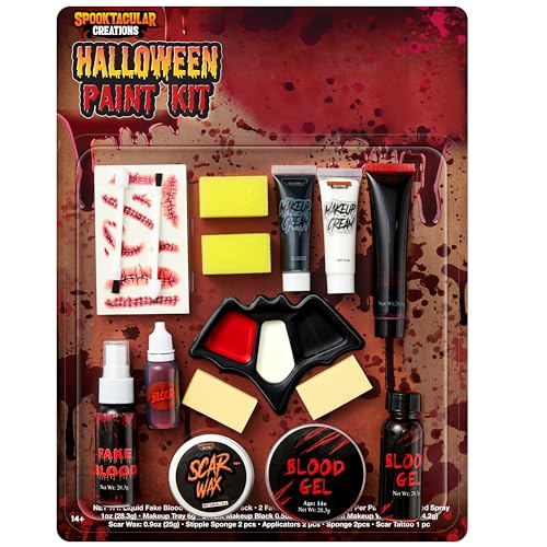 Halloween Makeup Kit 16 Pcs Face Paint Fake Blood Zombie Costume