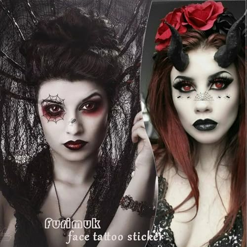 Halloween Spider Web Eye Tattoos - 10 Sheets Temporary Eyeshadow Stickers