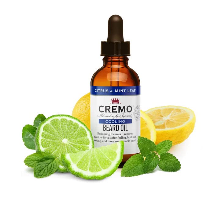 Cremo Beard Oil, Cooling Citrus & Mint Leaf, 1 fl oz - Restore Natural Moisture and Soften Your Beard To Help Relieve Beard Itch