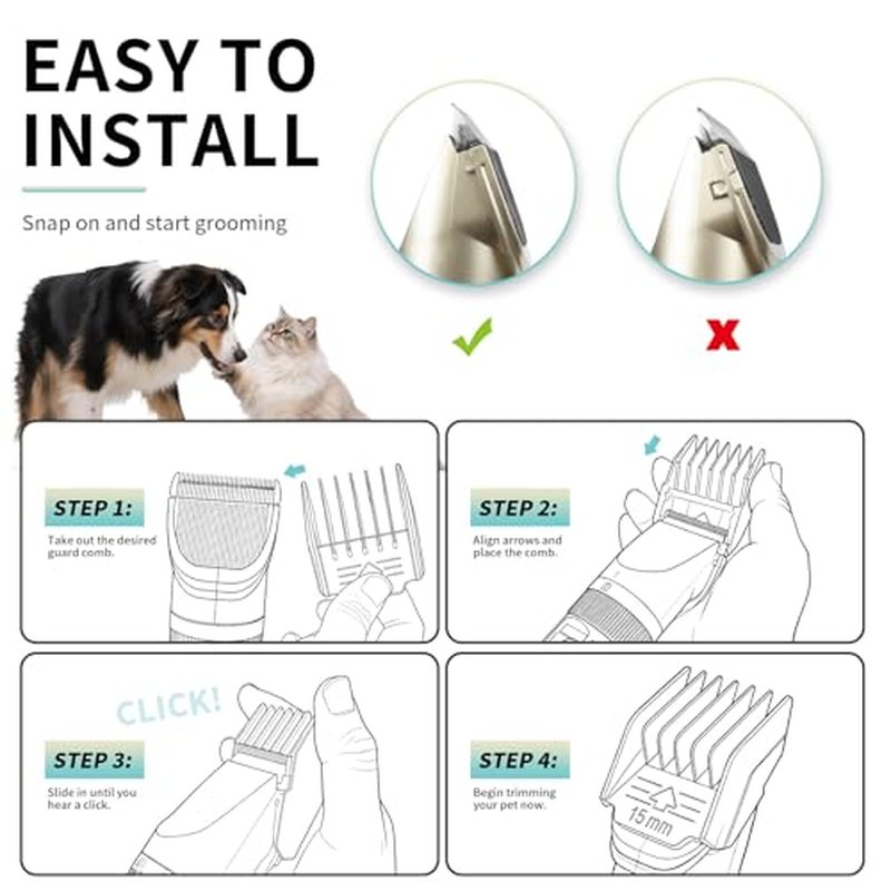 6-Piece Pet Grooming Guide Comb Set for Oneisall Clippers