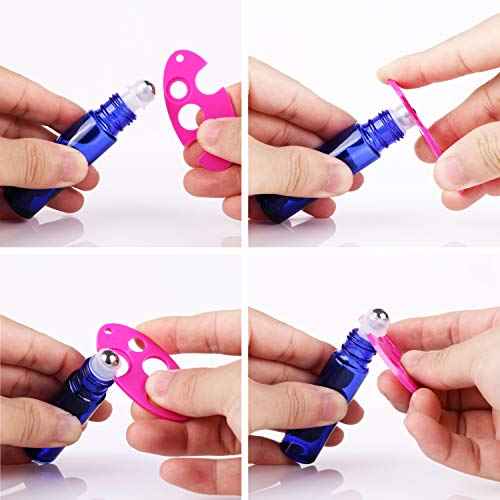 inice 4 Pack Essential Oil Roller Bottles 10ml Cobalt Blue Glass Bottles Stainless Steel Roll On Ball Applicator for Daily Care