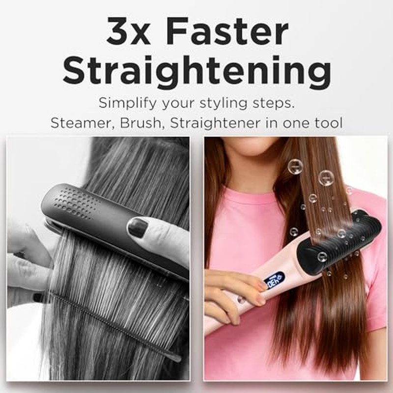 Prizm Pro Steam Hair Straightener Brush with Ionic Care