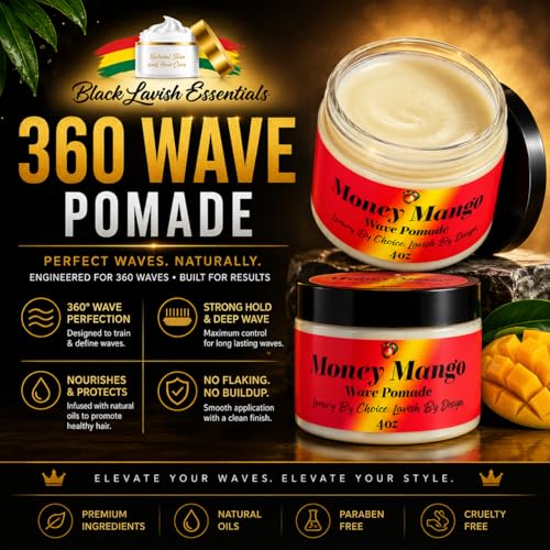 Black Lavish Essentials Money Mango 4oz Wave Pomade for Deep 360 Waves, Strong Hold & Shine