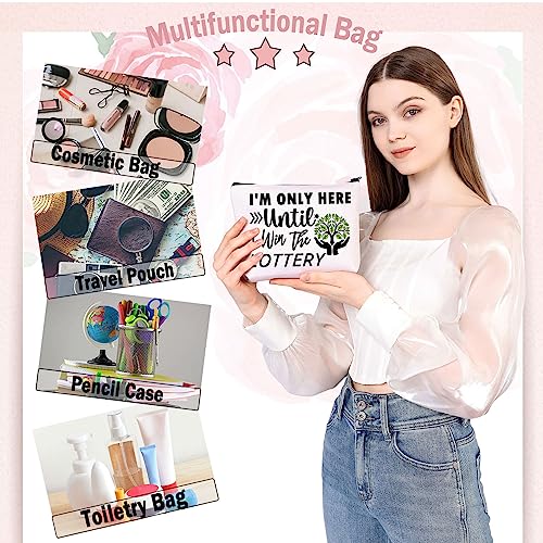 BDPWSS I'm Only Here Until I Win The Lottery Funny Lotto Jackpot Makeup Bag Lottery Lover Gift Gambling Bingo Lover Gift (Win The Lottery)