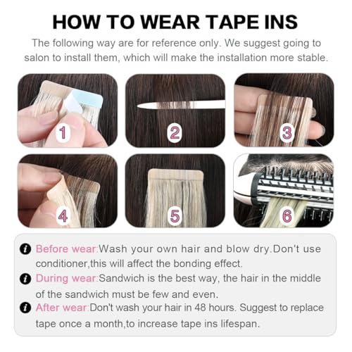 SUYYA Tape In Hair Extensions 20" Remy Human Hair Jet Black