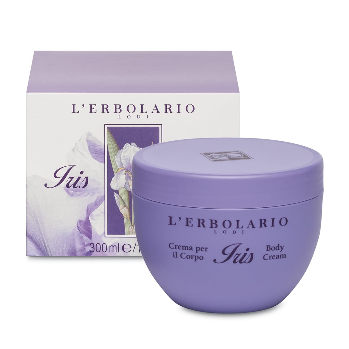 L’Erbolario Iris Body Cream - Moisturizer for Dry Skin - With Iris Flower, Almond Oil, and Marshmallow Extracts - Rich, Buttery Hydration - 10.1 oz