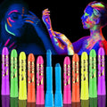 12pc Glow In The Dark UV Face Paint Kit for Party & Cosplay