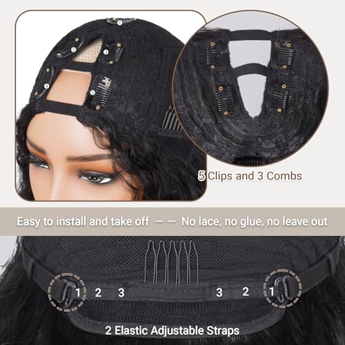 Afro Wig V Part Kinky Curly Wigs for Black Women, 180% Density Wear