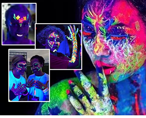 12pc Glow in Dark Face & Body Paint Crayons UV Neon