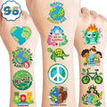 96 PCS Earth Day Environment Pre-Cut Temporary Tattoos for Kids | Super Cute Themed Birthday Party Favors, Supplies, Decorations, Fake Tattoo Stickers, School Rewards Prizes & Gifts Boys & Girls