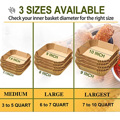 Air Fryer Disposable Paper Liner Square 7.9 Inches, 120Pcs parchment paper liners for 3-6QT Air fryer, Oil-proof, Water-proof, Parchment Baking Paper for Baking Roasting Microwave