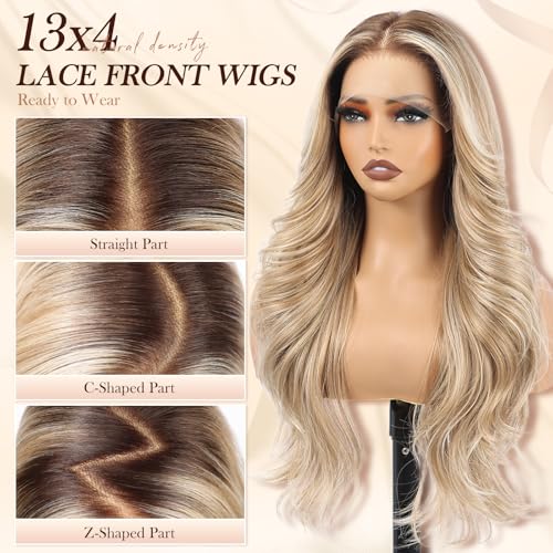 26 Inch Lace Front Wig for Women - HD Lace Glueless Ombre Blonde
