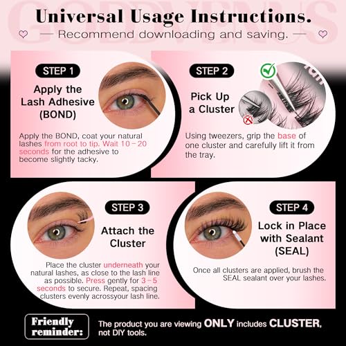 Goddvenus C-Fluff Clusters Wispy D Curl Eyelash Extensions 162pcs Natural Look