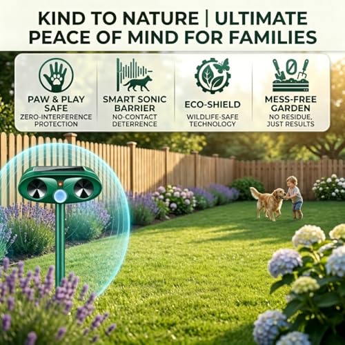 Solar Ultrasonic Animal Repellent Device 2-Pack | Motion Activated Deer Deterrent