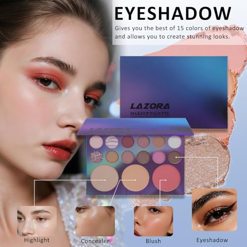 LAZORA Makeup Kit Set - 24-Piece Full Face Cosmetics for Beginners & Pros