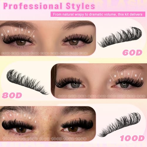 Lash Clusters Kit 684Pcs DIY Eyelash Extensions 6 Styles