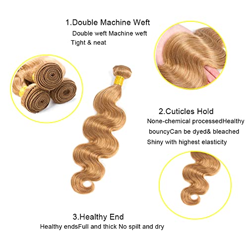 #27 Honey Blonde Body Wave Human Hair Bundle - 28 Inch, 50g