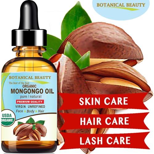 Botanical Beauty Organic MONGONGO OIL Manketti Seed Oil 100% Pure Natural Virgin Unrefined Cold-Pressed Carrier Oil for Face Skin Body Hair Lip Nails Rich in Vitamin E (0.5 Fl Oz 15 ml)
