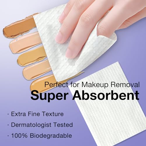 2 Pack (80 Count) Disposable Face Towel, Biodegradable Ultra Soft Face Towelettes Disposable, Makeup Remover Dry Wipes Tissue for Women, Facial Towels for Sensitive Skin
