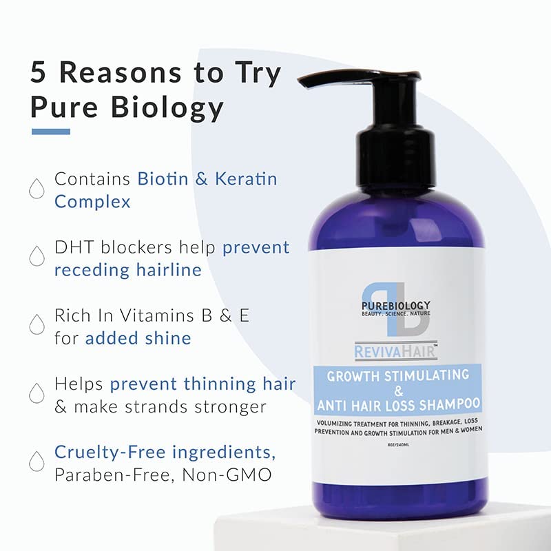 Biotin Shampoo for Thinning Hair Care | RevivaHair Volumizing Shampoo with Procapil Keratin and Rosemary Oil for Hair Treatment | Thinning Hair Shampoo for Men and Women with Vitamin B and E