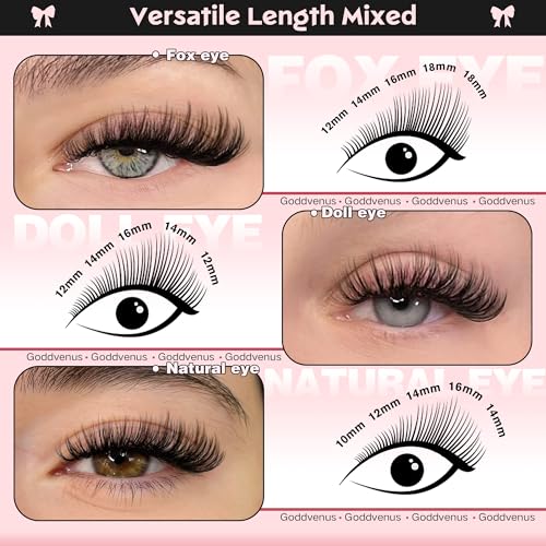 Goddvenus C-natural Spiky Clusters Wispy Fluffy D Curl Eyelash Extensions 10-18mm