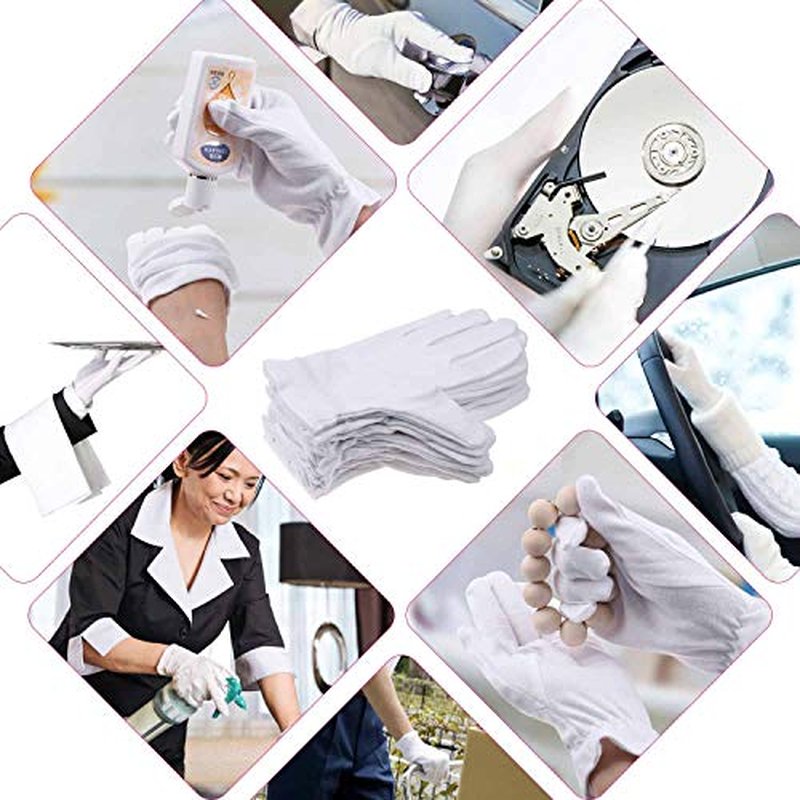 100% Cotton Gloves for Dry Hands & Eczema - 10 Pairs