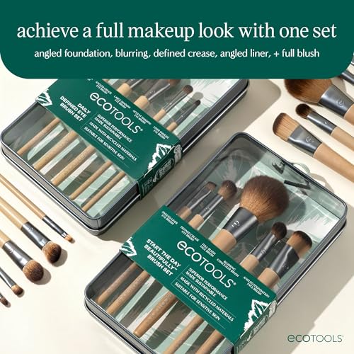 EcoTools 6 Piece Start the Day Beautifully Makeup Brush Set - Vegan, Eco-Friendly, Travel Case Included