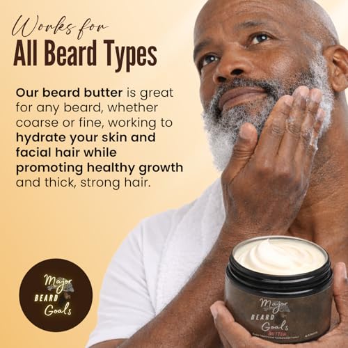 Beard Butter for Men - Leave-In Softener for Mustache & Beard Care, Cream Hydrates, Reduces Itchiness - Jamaican Black Castor Oil, Biotin, Collagen, & Shea Butter - 4oz