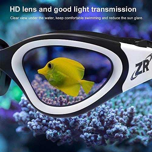 ZIONOR Swim Goggles, Upgraded G1 Polarized Swimming Goggles UV Protection Anti-fog Adjustable Strap for Men Women Adult Indoor or Outdoor (Polarized Light Mirror Blue Lens)