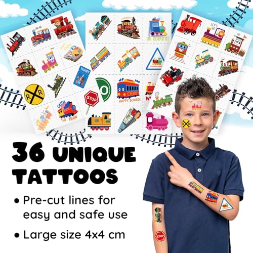 Train Party Favors Set - 24 Slap Bracelets & 36 Tattoos