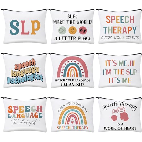 Kacctyen 9 Speech Language Pathologist Makeup Bag Slp Makeup Bag Speech Language Pathology Gift, Zipper Pouch Travel Toiletry Gifts for Women Teacher Friends
