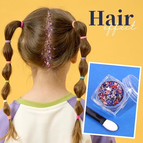 Teenitor Red White and Blue Body Glitter Gel Set for 4th of July