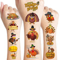 96 Thanksgiving Temporary Tattoos - Food & Pumpkin Design Sheet