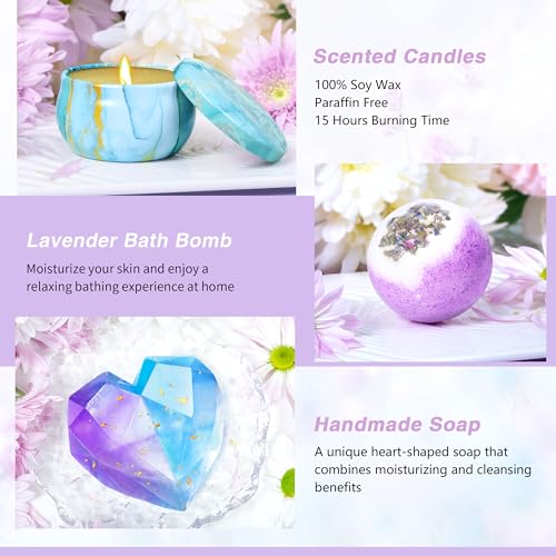 Gifts Baskets for Women,Relaxing Spa Gift Basket Set,Christmas Gifts for Women,Gifts Idea for Mom,Girlfriend,Sister,Wife,Teacher,12pcs Lavender Care Package Gift Set,Birthday Gifts Basket for Women