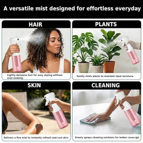 VIGOR PATH Continuous Mist Spray Bottle 200ml - Leak-Proof Fine Mist