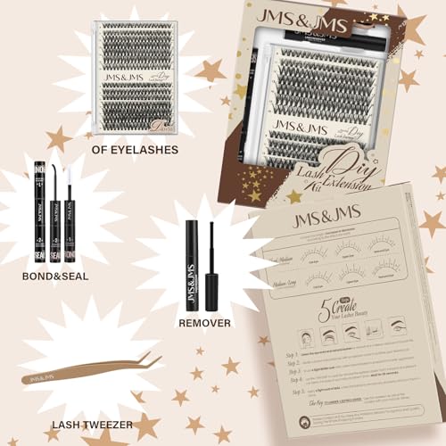 JMS&JMS DIY Lash Extension Kit - 280 Pcs 40D/50D D Curl Individual Lashes