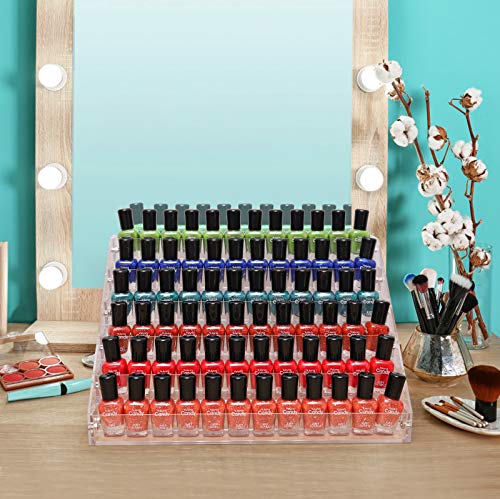 6-Tier Clear Acrylic Nail Polish Organizer Holds 56-96 Bottles
