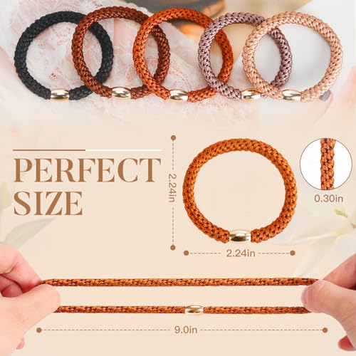 FORENEE 10Pcs Neutral Thick Hair Ties for Women & Girls - No Damage