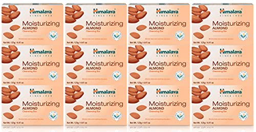 Himalaya Moisturizing Almond Cleansing Bar, Face and Body Soap for Soft Skin, 4.41 oz, 12 Pack