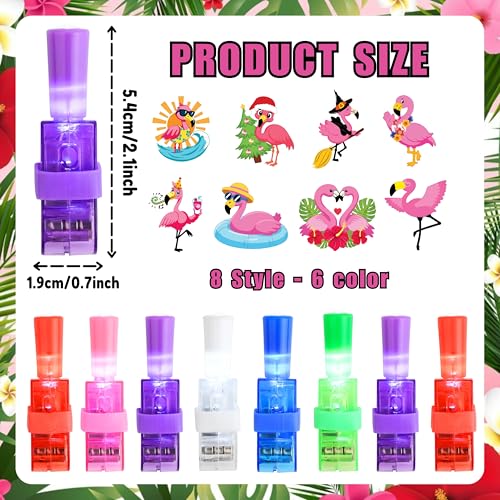 Flamingo Party Favors Set - 24 LED Finger Lights & 48 Glow Tattoos