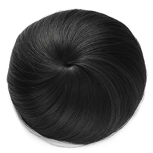 Onedor Synthetic Fiber Hair Extension Chignon Donut Bun Wig Hairpiece (1B - Off Black)