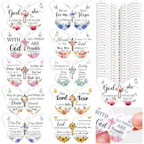 Lothee 80 Pcs Christmas Christian Gifts Bulk for Women School Teacher Nail File Church Bible Verse Emery Board Inspirational Double Sided Religious Manicure Tool for Wedding Birthday Party(Butterfly)