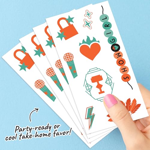 Showgirl Temporary Tattoos, 12 Sheets (96 Tats) Party Favors