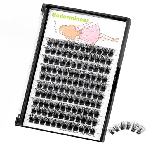 Bodermincer 120 Clusters/box Wide Cluster 3D Effect Glue Bonded Cluster Eyelashes Individual Eyelash Extension Eyelashes Bunches False Eyelashes Home Eyelash Extension (12MM)
